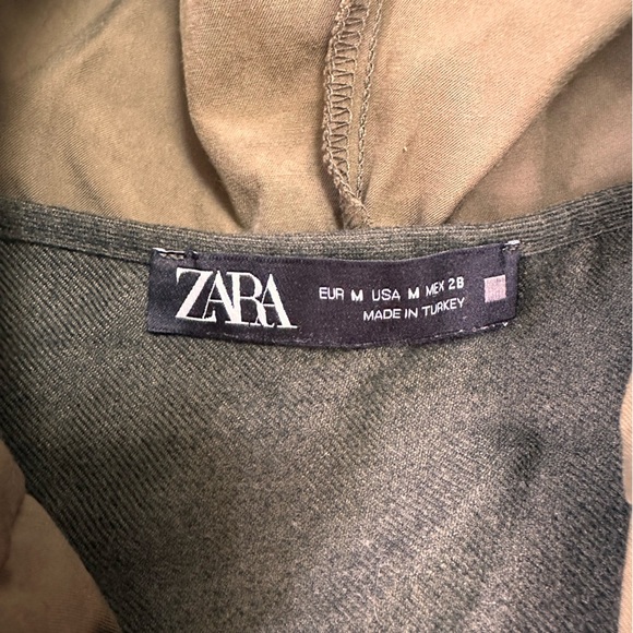 Zara Olive Green Cropped Hoodie - Picture 2 of 4